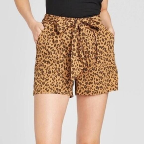 A New Day Leopard Print Tie Waist Shorts Size XS - Picture 1 of 7